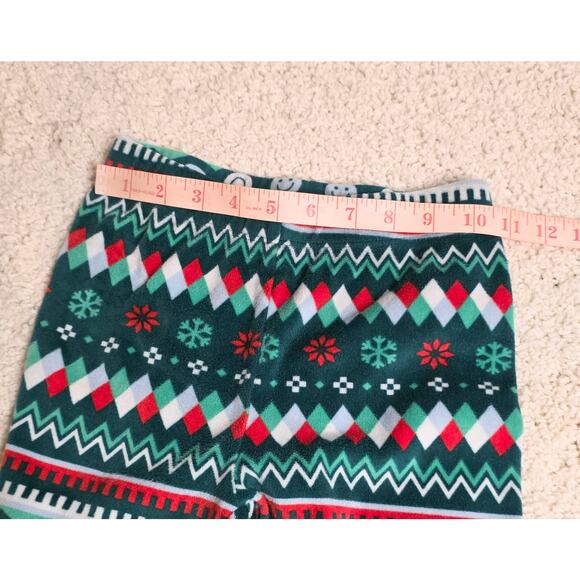 Cat and Jack PJ Bottom Holiday Green Red White Smiley Face Kids Size 8 - Picture 2 of 3